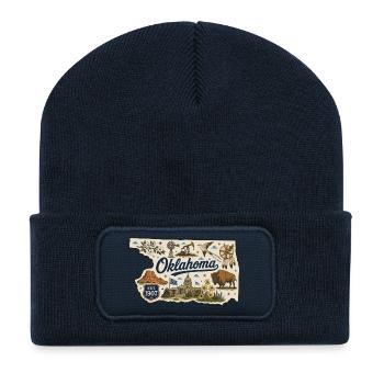 Oklahoma Sooner State Vintage Reiseaufkleber - Recycelte Patch Beanie - French Navy - Vorne