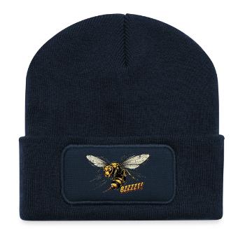 Retro-Stil-Wespe - Recycelte Patch Beanie - French Navy - Vorne