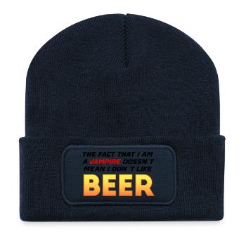 Vampire Bear Gradient Tee - Recycled Patch Beanie - french navy - Front