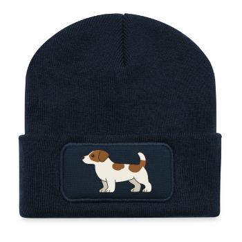 Beagle Cartoon Dog White Brown - Recycled Patch Beanie - french navy - Front
