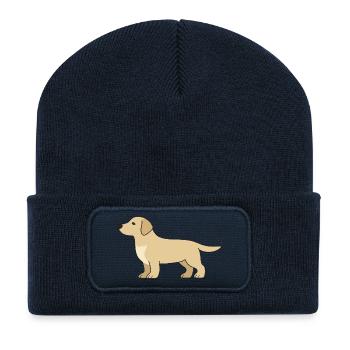 Delicate Retriever Silhouette - Recycled Patch Beanie - french navy - Front