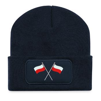 Polnische Flagge - Recycelte Patch Beanie - French Navy - Vorne