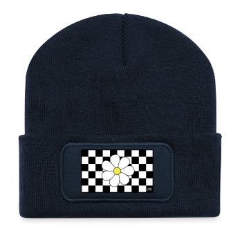 Check, check, Blümchen - Recycelte Patch Beanie - French Navy - Vorne
