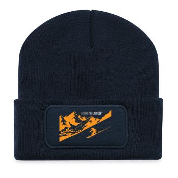 Skifahren Letztes Licht Berge Skilift  Skifahrer - Recycelte Patch Beanie - French Navy - Vorne