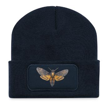 Sphinx-Schädel-Nacht-Schädel-Schmetterling - Recycelte Patch Beanie - French Navy - Vorne