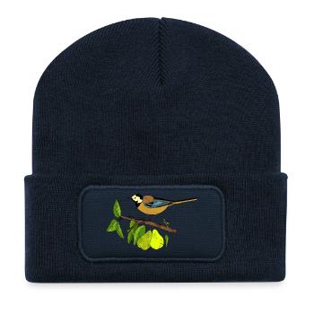 Bunter Vogel - Recycelte Patch Beanie - French Navy - Vorne