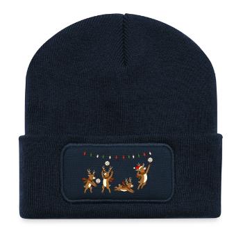 Volleyball Weihnachten Rentiere Wichtelgeschenk - Recycelte Patch Beanie - French Navy - Vorne