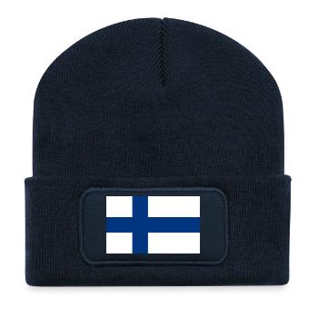 Finnland, finland, Fahne, Flagge - Recycelte Patch Beanie - French Navy - Vorne
