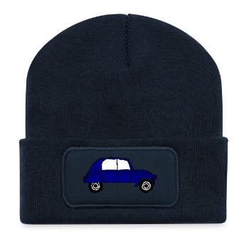 2 Lebenslauf. AUTO. RALLYE. VATERTAG. - Recycelte Patch Beanie - French Navy - Vorne
