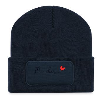 my dear. VALENTINE'S DAY. I love you. I LOVE YOU. - Recycled Patch Beanie - french navy - Front