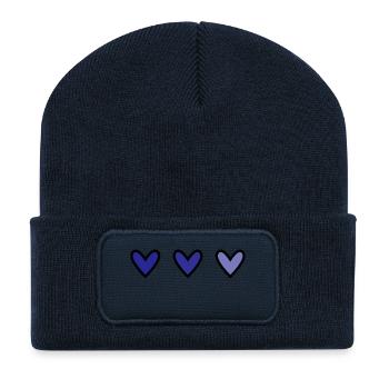 HERZ. HERZ. VALENTINSTAG. LIEBE. LIEBE. HERZ - Recycelte Patch Beanie - French Navy - Vorne