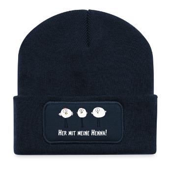 Her mit meine Henna! - Recycelte Patch Beanie - French Navy - Vorne