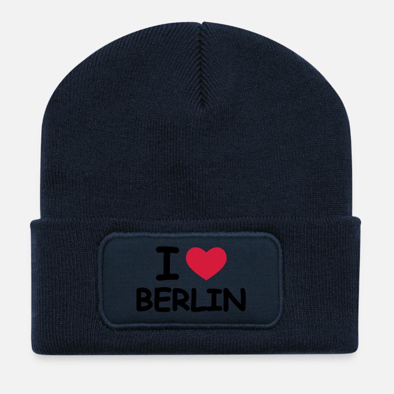 I Love Berlin - Recycelte Patch Beanie - French Navy