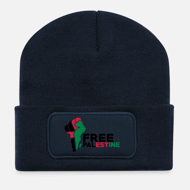 Free Palestine - Recycelte Patch Beanie - French Navy