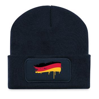 Allemagne flag peint avec un coup de pinceau - Beanie recyclé à patch - bleu marine - Devant