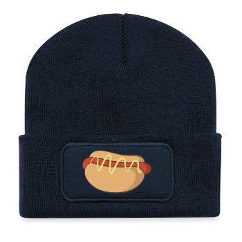 Hot-dog - Beanie recyclé à patch - bleu marine - Devant