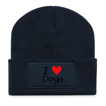 I Love Dogs - Recycelte Patch Beanie - French Navy - Vorne