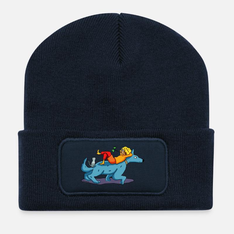 I go on a walk! - Recycled Patch Beanie - french navy