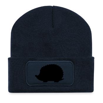 Hedgehog silhouette idea gift animal small - Recycled Patch Beanie - french navy - Front