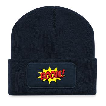 Comic Cartoon Boom FX - Perfekte Geschenkidee - Recycelte Patch Beanie - French Navy - Vorne