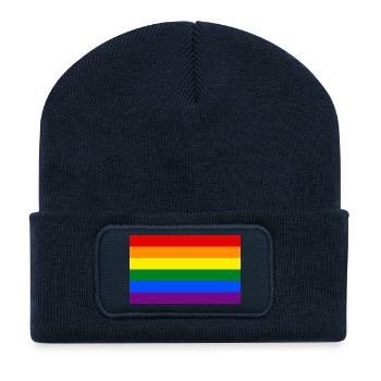 LGBT-Stolz-Flagge - Recycelte Patch Beanie - French Navy - Vorne