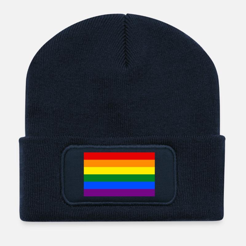LGBT flag - Recycled Patch Beanie - french navy