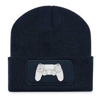 Contrôleur de jeu vidéo moderne - Beanie recyclé à patch - bleu marine - Devant