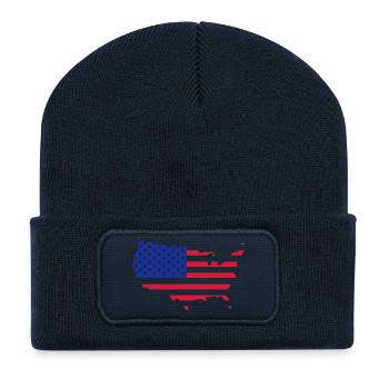 usa - Beanie recyclé à patch - bleu marine - Devant