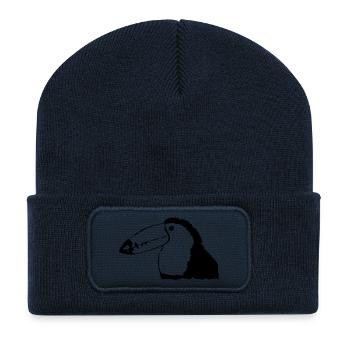 Oiseau coloré Toucan-like - Beanie recyclé à patch - bleu marine - Devant