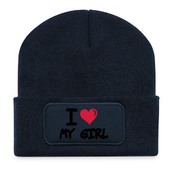 i_love_my_girl - Recycled Patch Beanie - french navy - Front