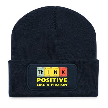 Denke Positiv, wie ein Proton - Recycelte Patch Beanie - French Navy - Vorne