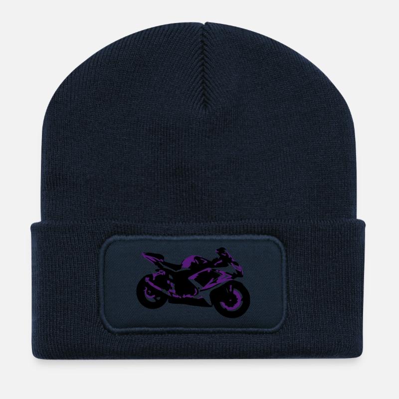 Motorrad - Rennmaschine - Racing - Recycelte Patch Beanie - French Navy