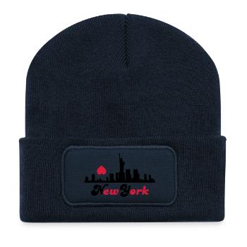 new_york - Beanie recyclé à patch - bleu marine - Devant