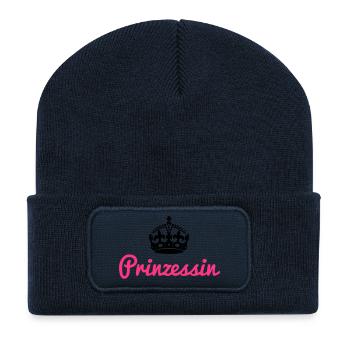 Princess with crown - Recycled Patch Beanie - french navy - Front