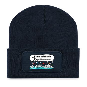 Nimm mich mit Kapitän Flottenwitz - Recycelte Patch Beanie - French Navy - Vorne