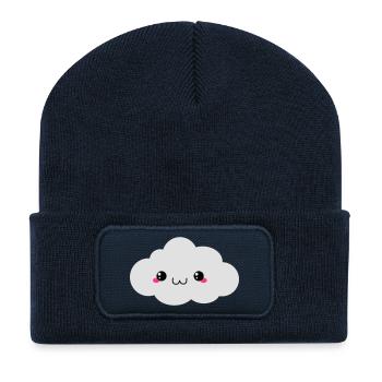 Happy Kawaii Cloud - Recycled Patch Beanie - french navy - Front