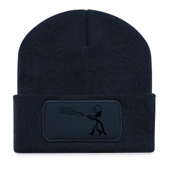 Feuerwehrmann mit Löschschlauch - Recycelte Patch Beanie - French Navy - Vorne