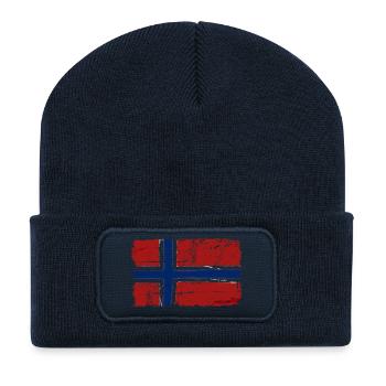 Norway Flag - Vintage Look - Beanie recyclé à patch - bleu marine - Devant