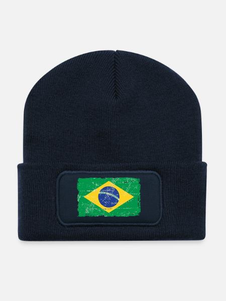 Brazil Vintage Flag - Recycelte Patch Beanie - French Navy