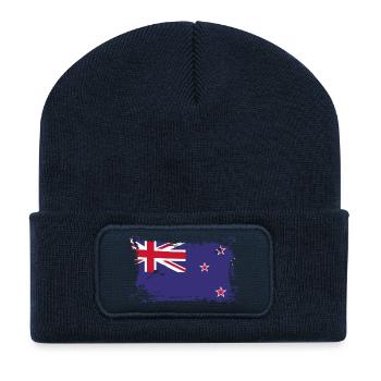 New Zealand Flag, Flagge Neuseeland - Recycelte Patch Beanie - French Navy - Vorne