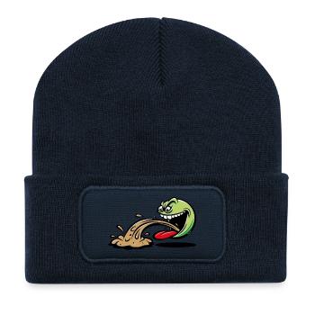 Barfing Guy Emoticon (PNG) - Recycled Patch Beanie - french navy - Front