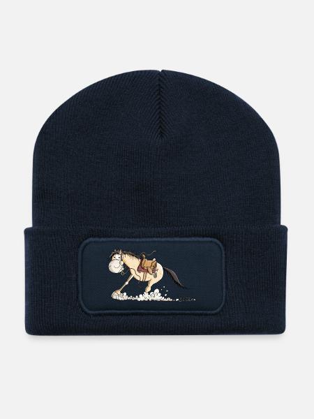 Westernpferd im Slide - Recycelte Patch Beanie - French Navy