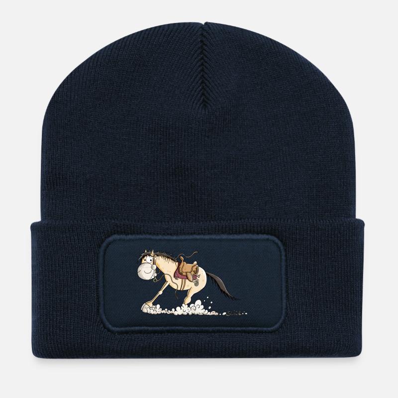 Westernpferd im Slide - Recycelte Patch Beanie - French Navy