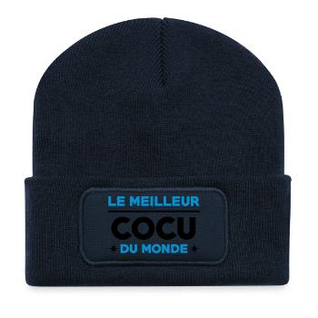 Cocu / Cocue / Adultère / Fidèle / Mariage / Sexe - Beanie recyclé à patch - bleu marine - Devant