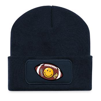 Smiley American Football - Beanie recyclé à patch - bleu marine - Devant