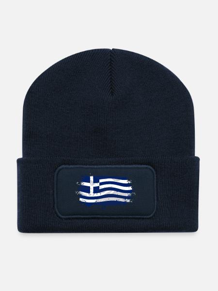 Greece Flag - Recycelte Patch Beanie - French Navy