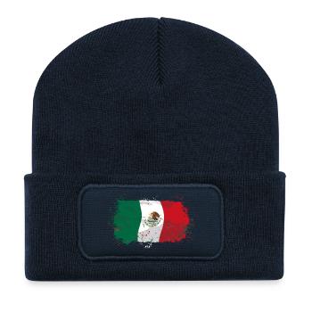 Mexico Flag - Recycelte Patch Beanie - French Navy - Vorne