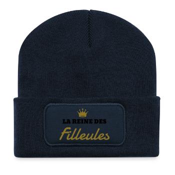 Patin / Pate / Patentochter / Patensohn - Recycelte Patch Beanie - French Navy - Vorne