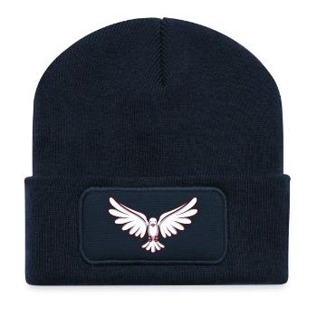 Colombe de la paix avec des ailes en vol - Beanie recyclé à patch - bleu marine - Devant