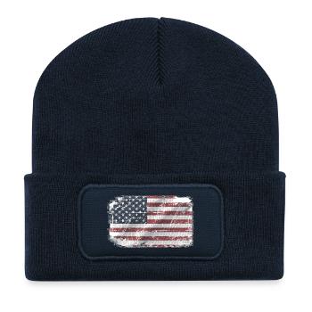 USA Vintage Flagge - USA Flag - Recycelte Patch Beanie - French Navy - Vorne